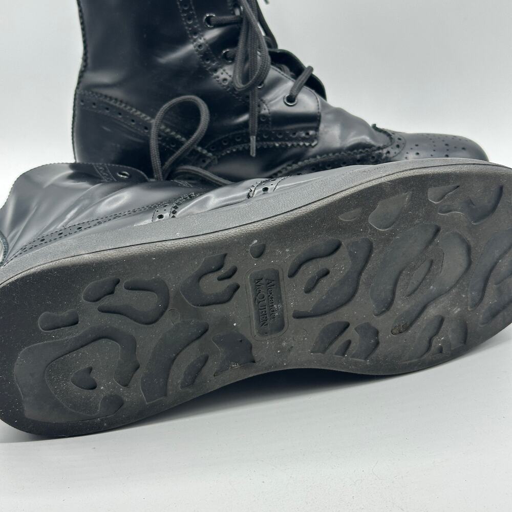 ALEXANDER MCQUEEN Hybrid Brogue Leather Combat Boots Black Sz 43/US 10 $780 - Picture 8 of 12